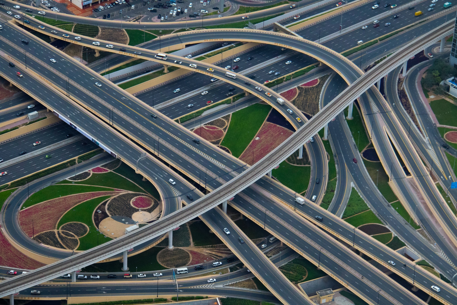 An image of a complex highway intersection in Dubai