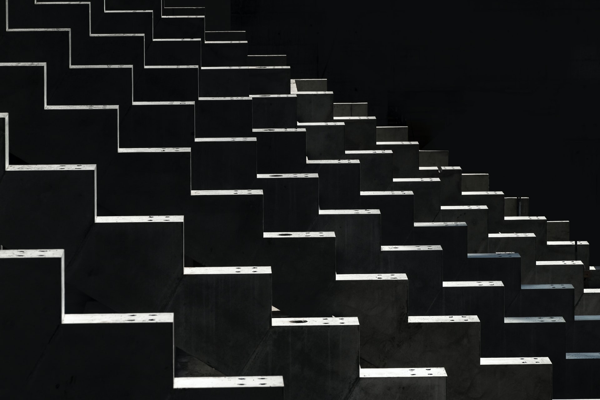 Concrete blocks in the form of descending stairs